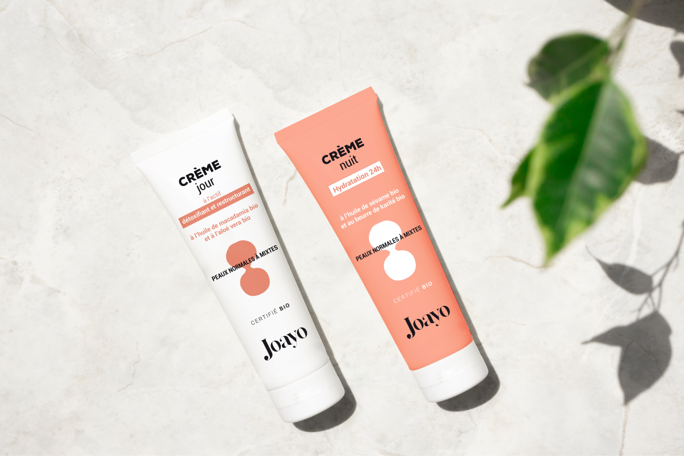 Mise en scène crèmes jour nuit mixte Joayo Cosmétiques